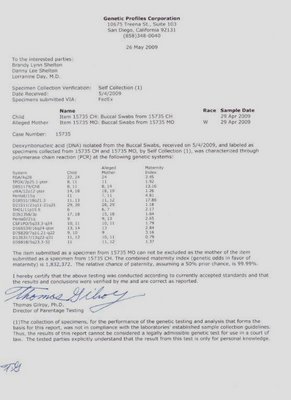 Mother and Child DNA results